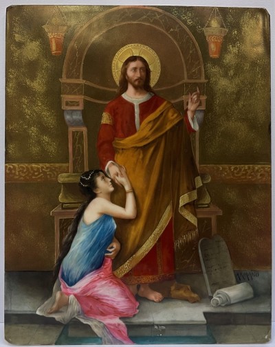 Sakrální malba na porcelánu s Ježíšem
