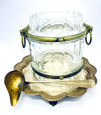 Skleněná nádoba na bowle s podtácem a naběračkou