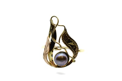 Zlatý prsten s perličkou, vel. 60