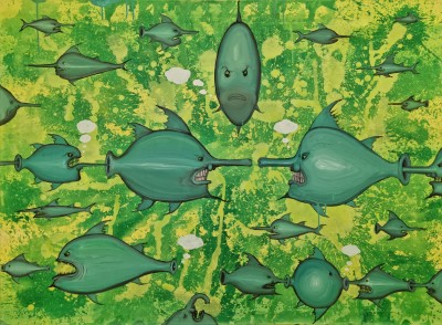 Ryby a zeleno, 100x135 cm