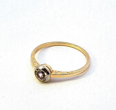 Starožitný zlatý prsten se zirkonem, vel. 55,5