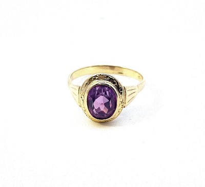 Starožitný zlatý prsten s fialovým kamenem - ametyst,vel. 58