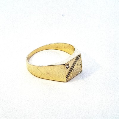 Zlatý pánský prsten se zirkonem, vel. 67