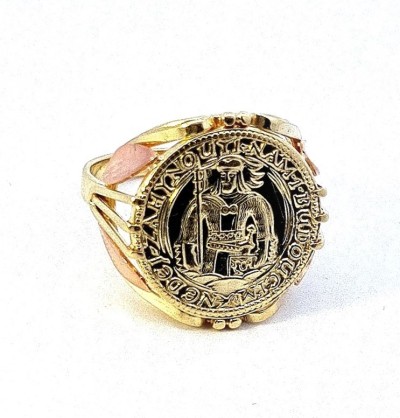 Zlatý pánský prsten s mincí, vel. 57