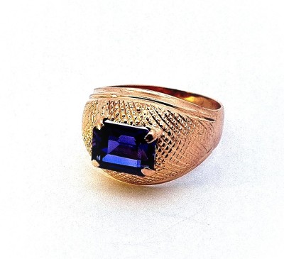 Zlatý prsten s fialovým kamenem, ametyst, vel. 56