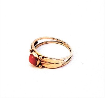 Starožitný zlatý prsten s korálem, vel. 54