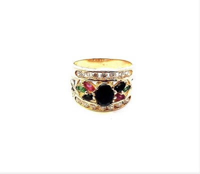 Zlatý prsten s barevnými kameny, vel. 53