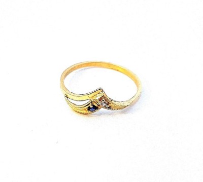 Zlatý prsten s modrým kamínkem a zirkonem, vel. 52