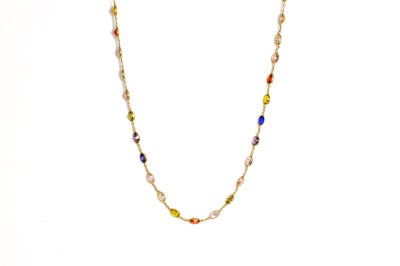 Zlatý náhrdelník s barevnými kameny, 10,35 g