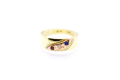 Zlatý prsten s barevnými kamínky, vel. 57