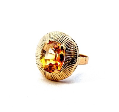 Zlatý prsten se žluto-oranžovým kamenem - citrín, vel. 53