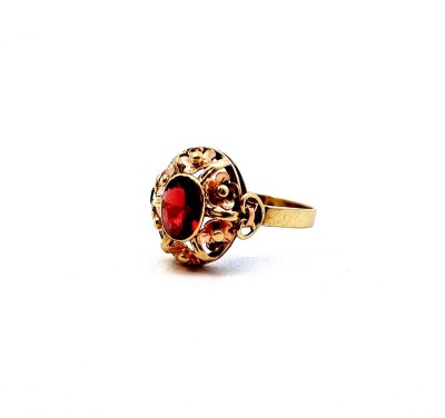 Zlatý prsten s červeným kamenem - rubín, vel. 55