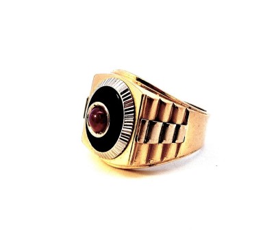 Zlatý prsten s rubínem, vel. 64