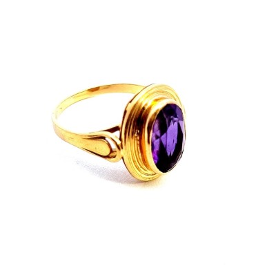 Zlatý prsten s ametystem, vel. 55
