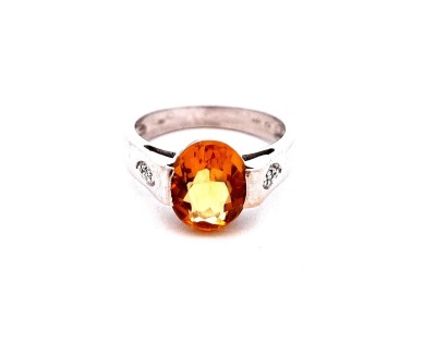 Zlatý prsten s citrínem a diamanty, vel. 54,5