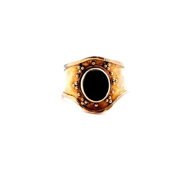 Zlatý prsten s onyxem, nastavitelný