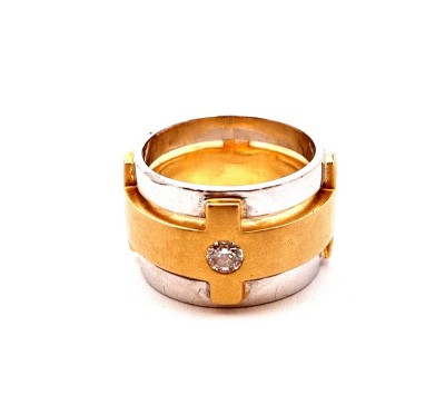 Zlatý pánský prsten s diamantem, vel. 62