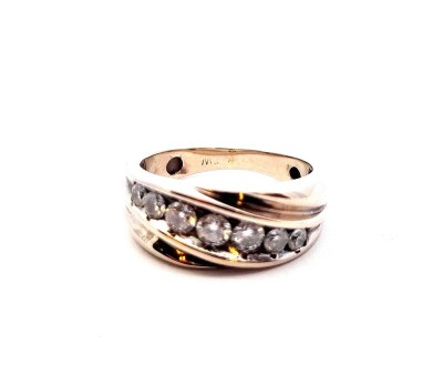 Prsten z bílého zlata s diamanty, vel. 61,5