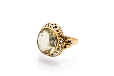 Starožitný zlatý prsten s kamenem, vel. 60