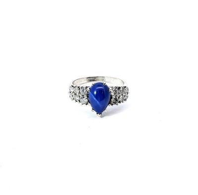 Zlatý prsten s modrým kamenem lapis lazuli a diamanty, vel. 53