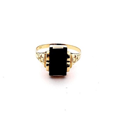 Starožitný zlatý prsten s onyxem, vel. 55