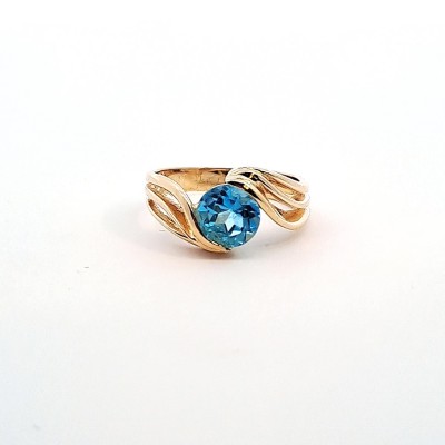 Zlatý prsten s modrým kamenem, vel. 51