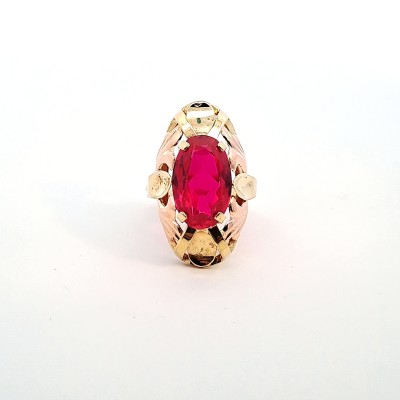 Zlatý prsten s červeným kamenem, vel. 58