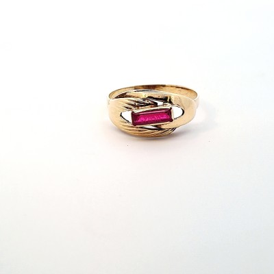 Zlatý prsten s červeným kamenem, vel. 62