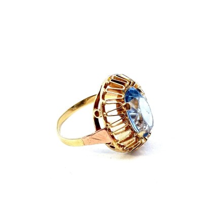 Zlatý prsten s modrým kamenem, vel. 61