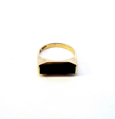 Starožitný zlatý prsten s onyxem, vel. 54,5