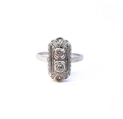 Zlatý prsten s diamanty, Art-Deco, vel. 54