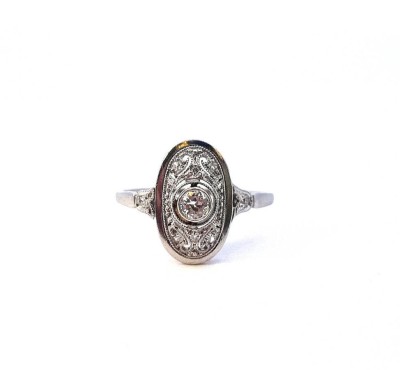 Zlatý prsten s diamanty, Art-Deco, vel. 54,5