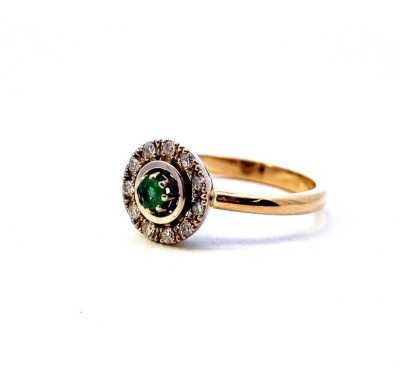 Zlatý prsten se smaragdy a diamanty, vel. 54