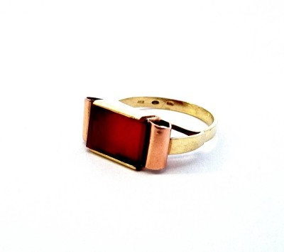 Zlatý prsten s hnědým kamínkem, karneol, vel. 59