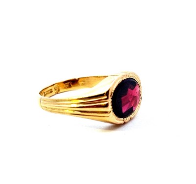 Pánský zlatý prsten s fialovým kamenem, ametyst, vel. 66