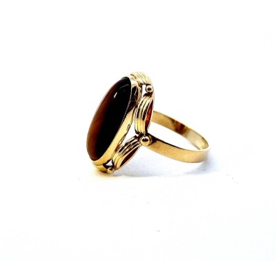 Zlatý prsten s tygřím okem, vel. 58