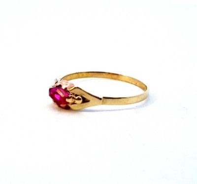 Zlatý prsten s růžovým kamínkem, rubín, vel. 58