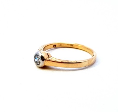 Starožitný zlatý prsten s diamantem, první republika, vel. 59