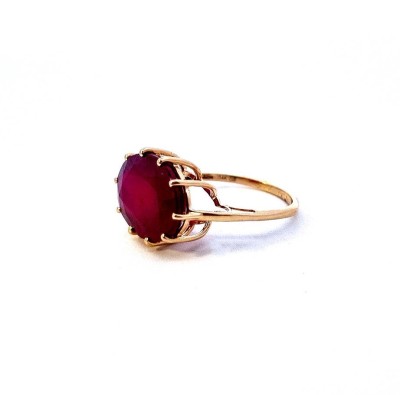 Zlatý prsten s červeným kamenem, rubín, vel. 54