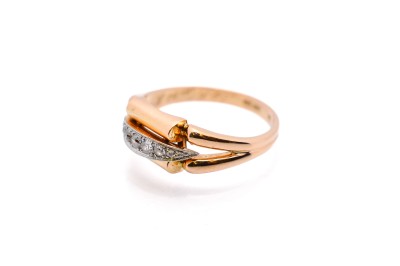 Starožitný zlatý prsten s diamanty, první republika, vel. 69
