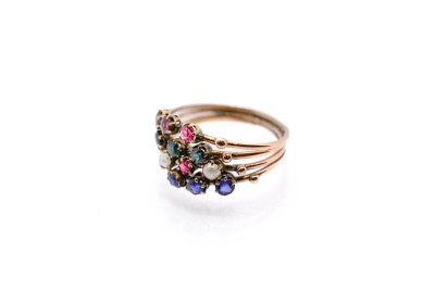 Prsten s barevnými kamínky, vel. 54