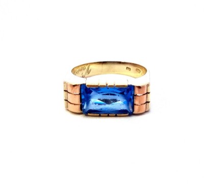 Zlatý prsten s modrým kamenem, vel. 59,5