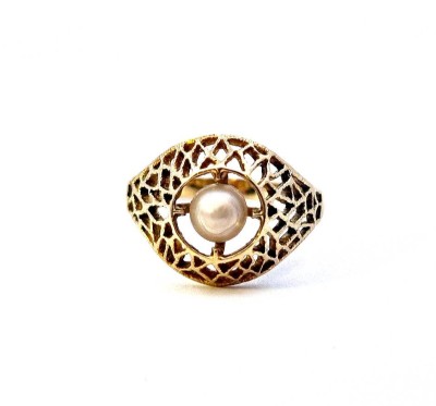 Zlatý prsten s perlou, vel. 60