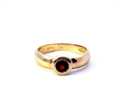 Zlatý prsten s červeným kamenem, almandin, vel. 52