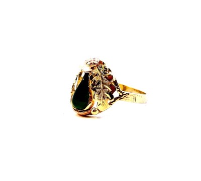 Zlatý prsten s chryzoprasem, vel. 58,5