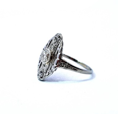 Zlatý prsten s diamanty, Art-Deco, vel. 53