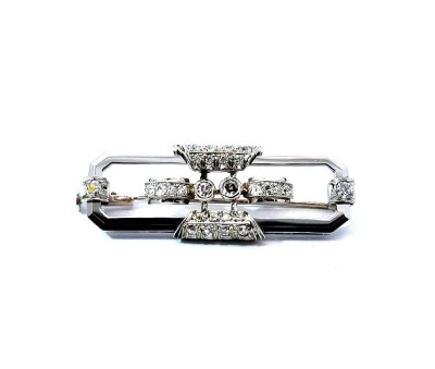 Starožitná zlatá brož s diamanty, Art-Deco