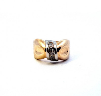 Starožitný zlatý prsten mašlička se zirkony, vel. 56