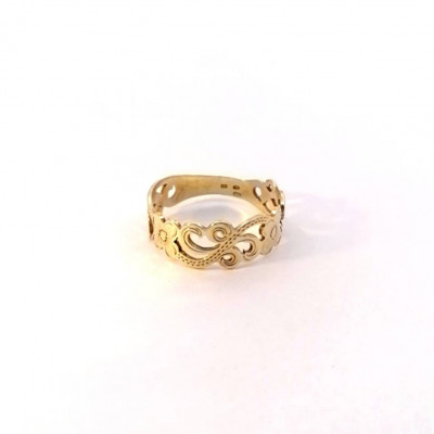 Zlatý prsten s květinami, vel. 57