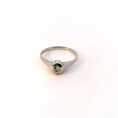 Starožitný zlatý prsten s diamantem, vel. 51